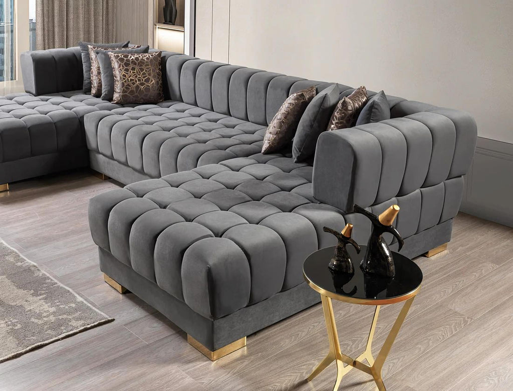 Ariana Velvet Double Chaise Sectional