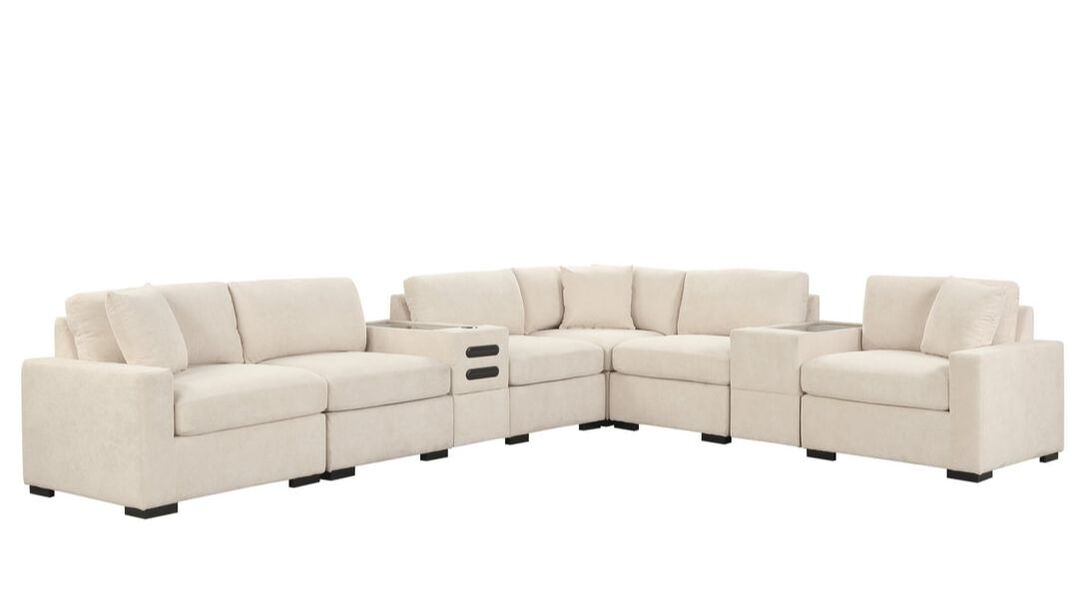 Barista Beige 8PC Modular Sectional Set w/ Bluetooth Speaker