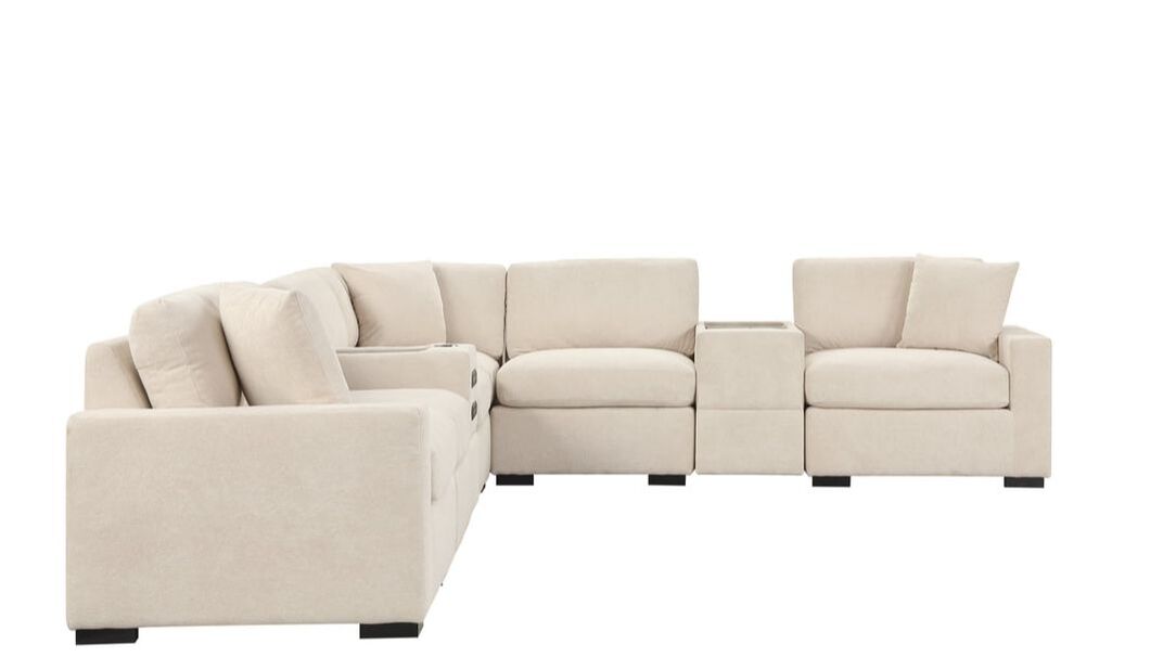 Barista Beige 8PC Modular Sectional Set w/ Bluetooth Speaker