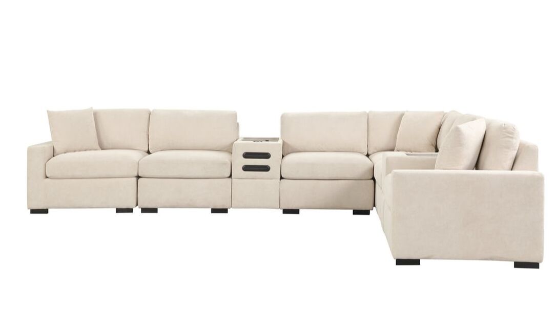 Barista Beige 8PC Modular Sectional Set w/ Bluetooth Speaker