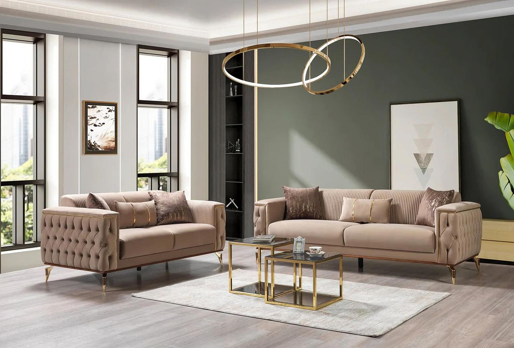 Belinda Coffee Velvet Sofa & Loveseat