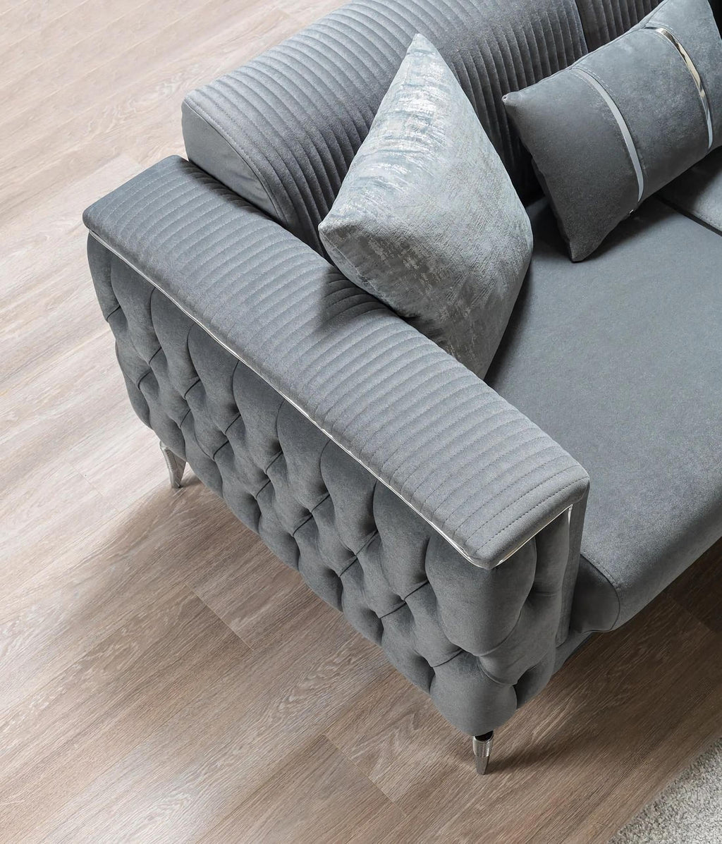 Belinda Gray Velvet Sofa & Loveseat