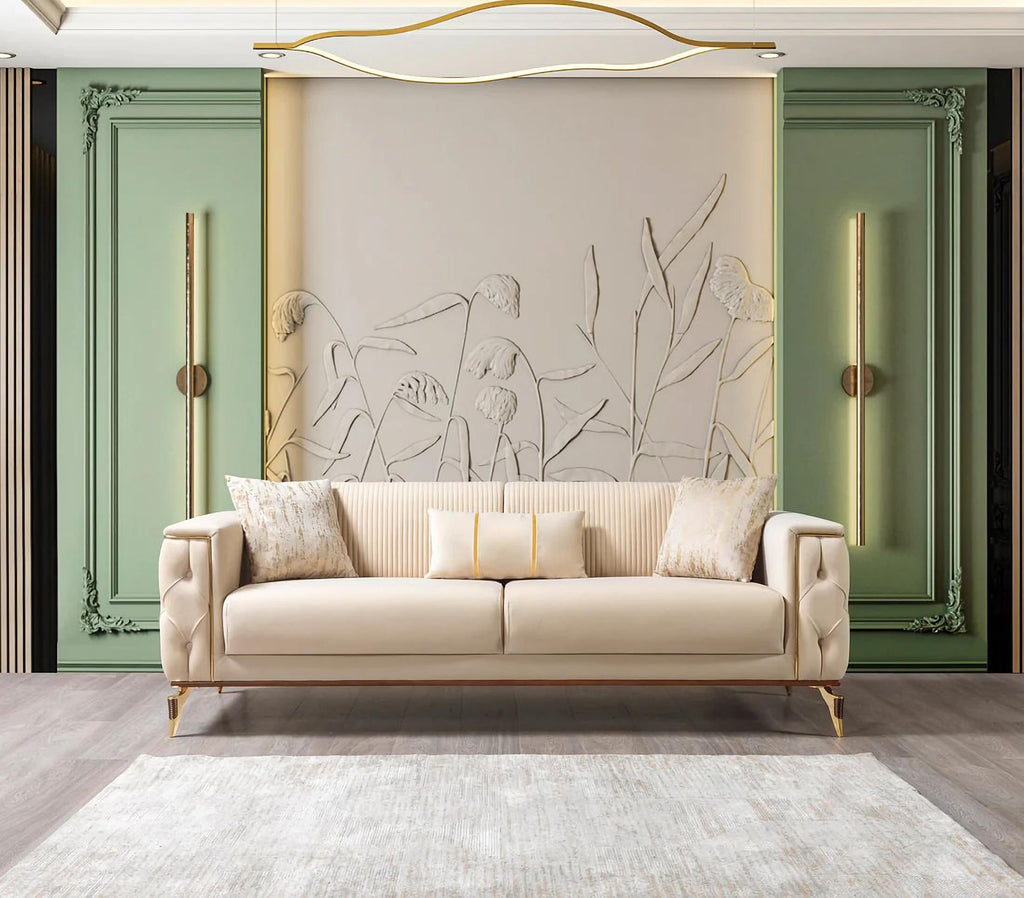 Belinda Ivory Velvet Sofa & Loveseat