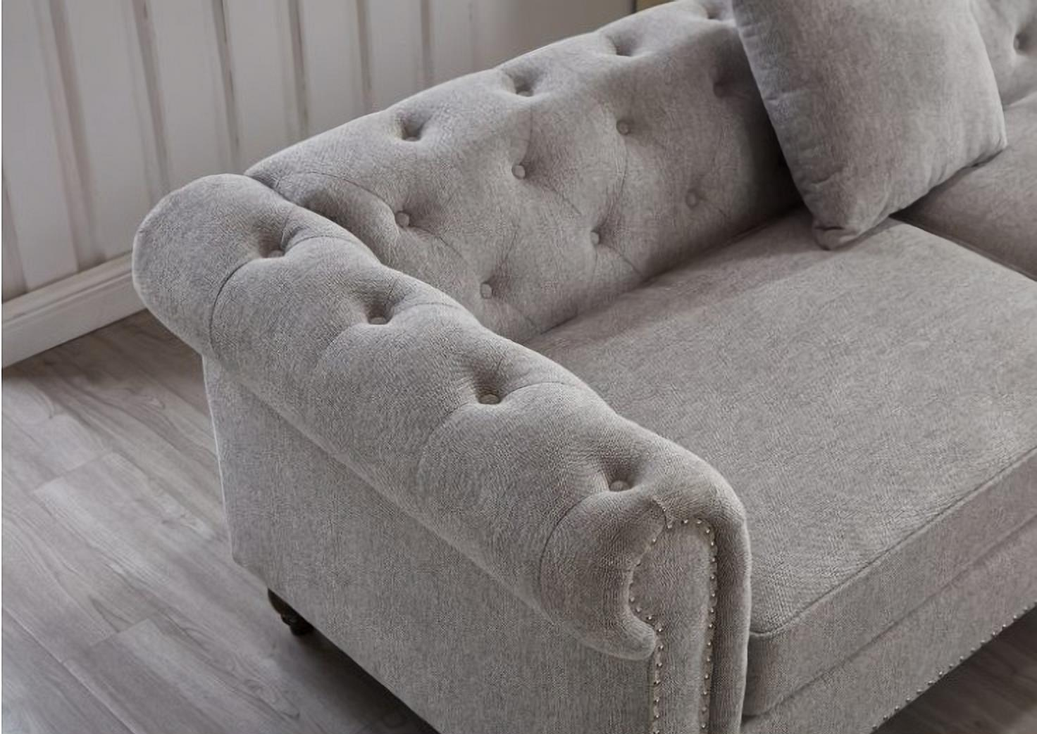 Blake Light Gray Chesterfield Sectional