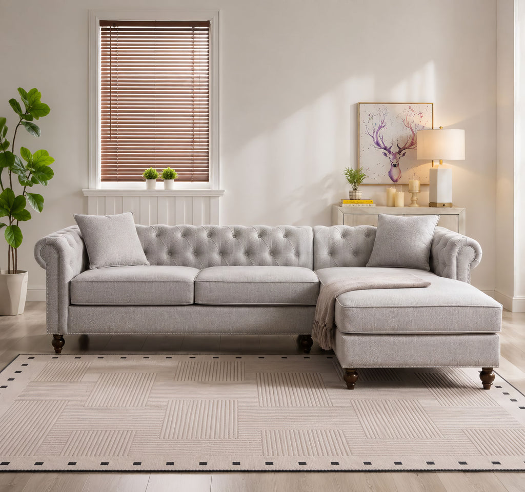 Blake Light Gray Chesterfield Sectional