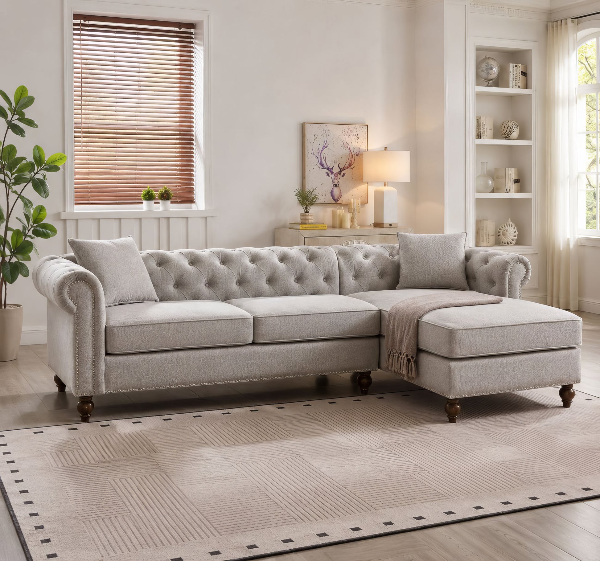 Blake Light Gray Chesterfield Sectional