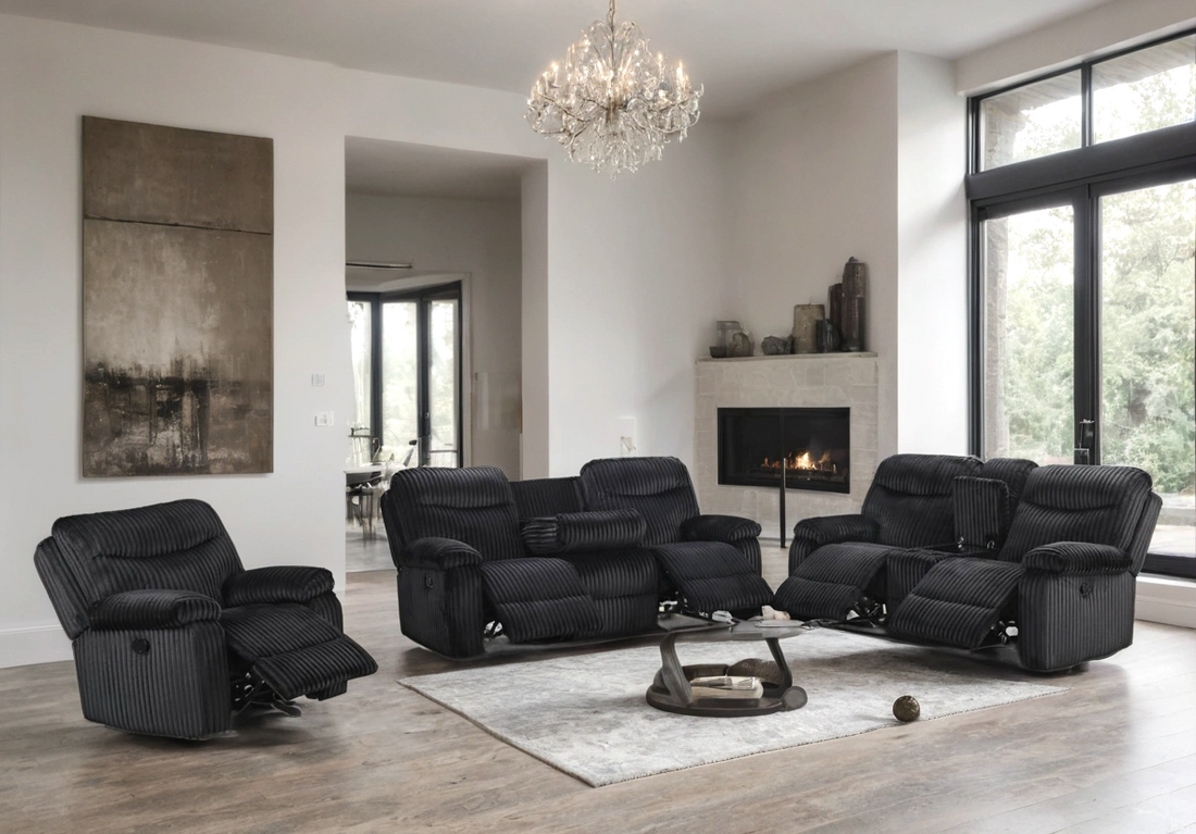 Bravo - Black 3pc Reclining Set **ON SALE**