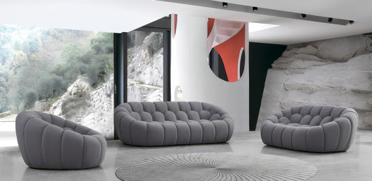 Bubbles Sofa and Loveseat Grey Set