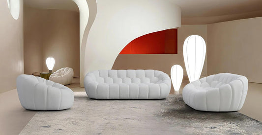 Bubbles Sofa and Loveseat White Set