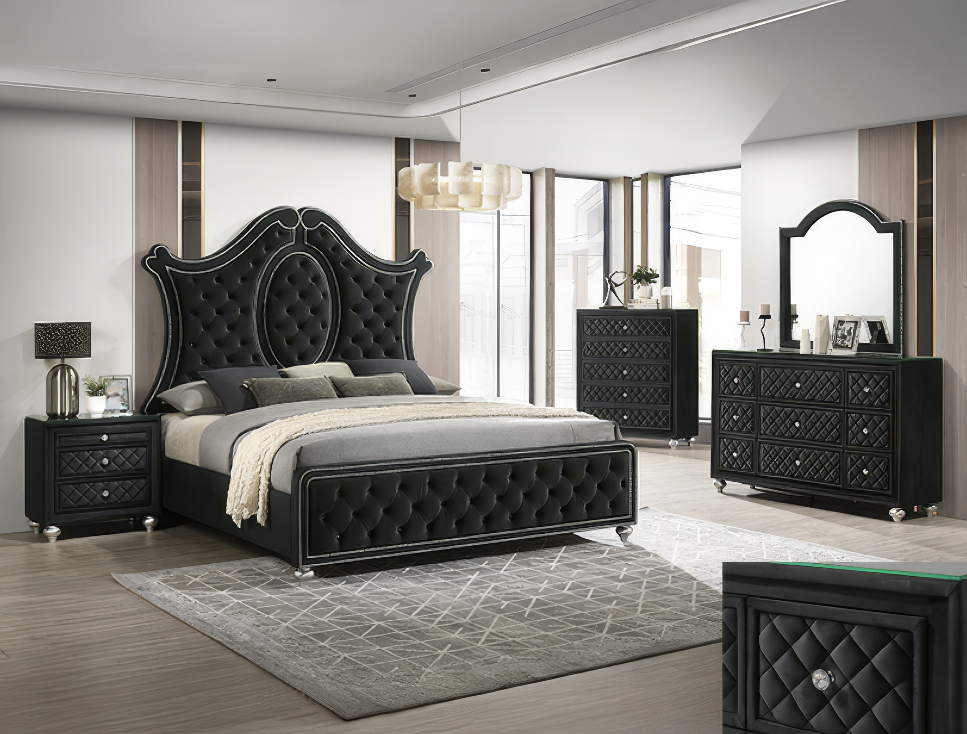 Cameron Panel Bedroom 5 Pieces Black