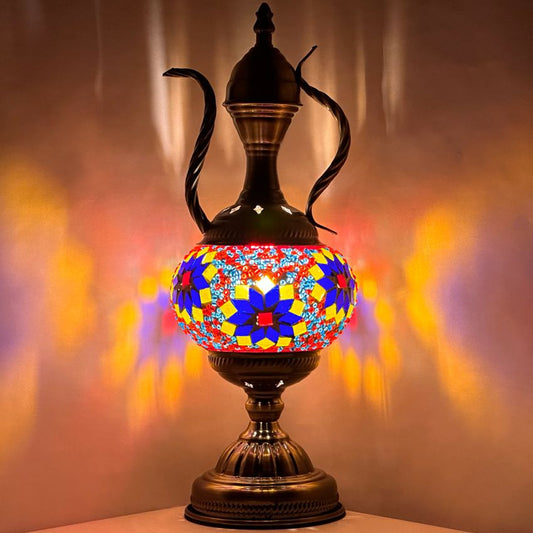 Red Hand Made Mosaic Glass Lamp Turkish teapot style