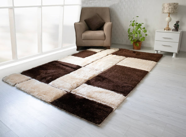 3D Shaggy BROWN-BEIGE Area Rug - 3D161