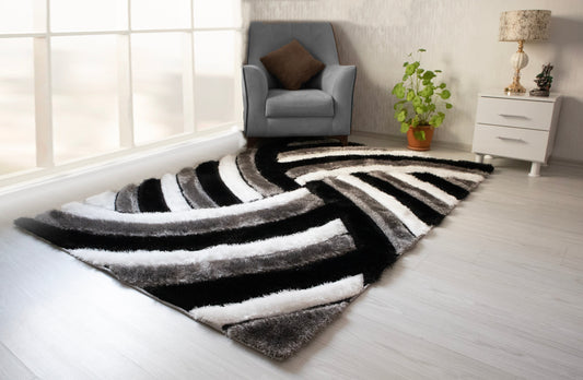 3D Shaggy GRAY-BLACK Area Rug - 3D333