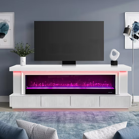 Pebble (White) fireplace