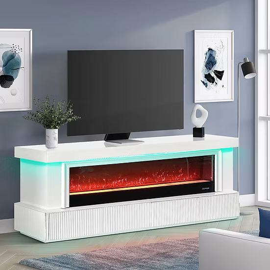 Pebble (White) fireplace