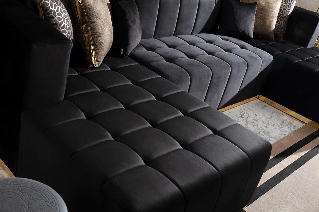 Elisha Velvet Double Chaise Sectional