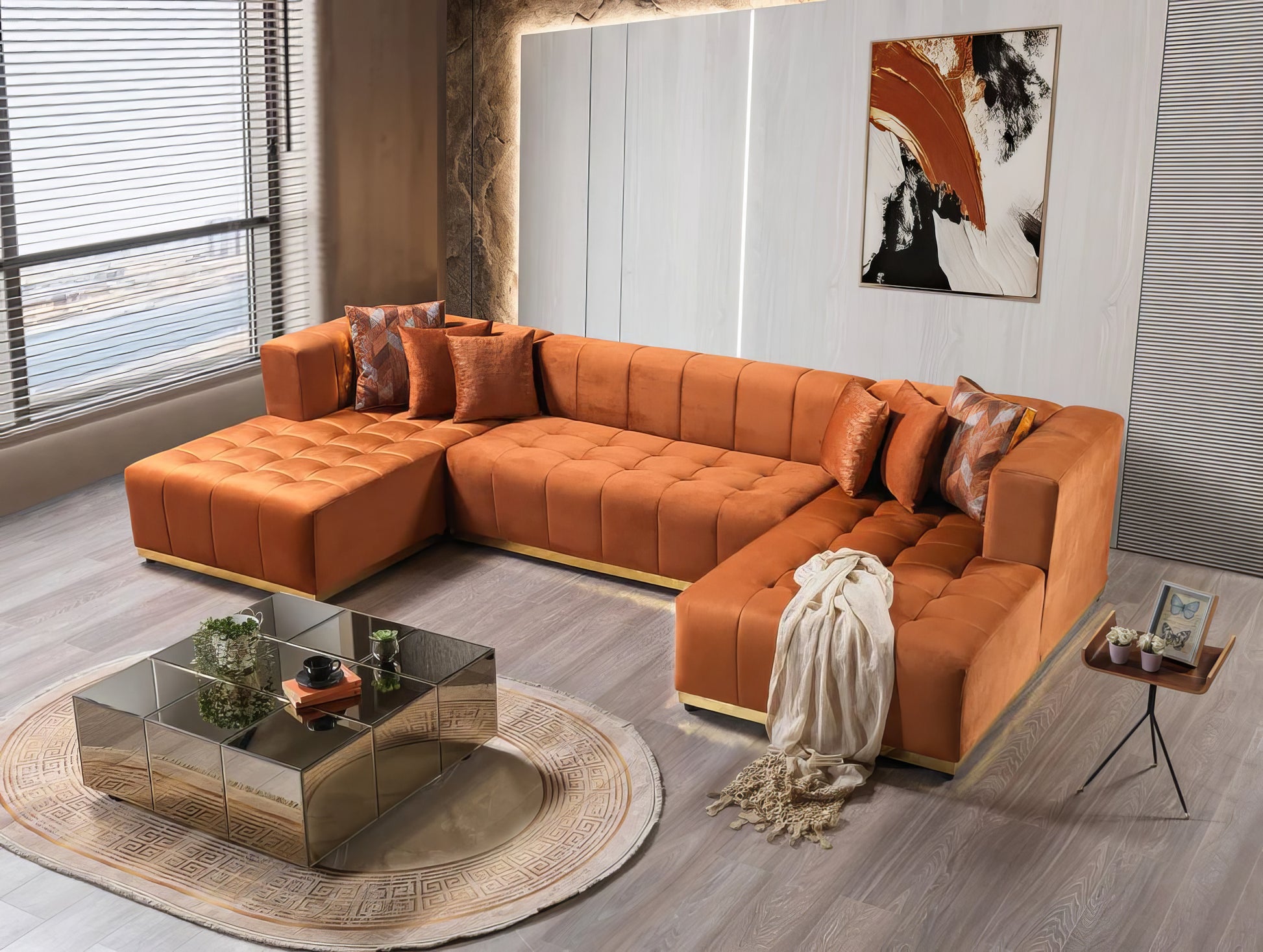 Elisha Velvet Double Chaise Sectional