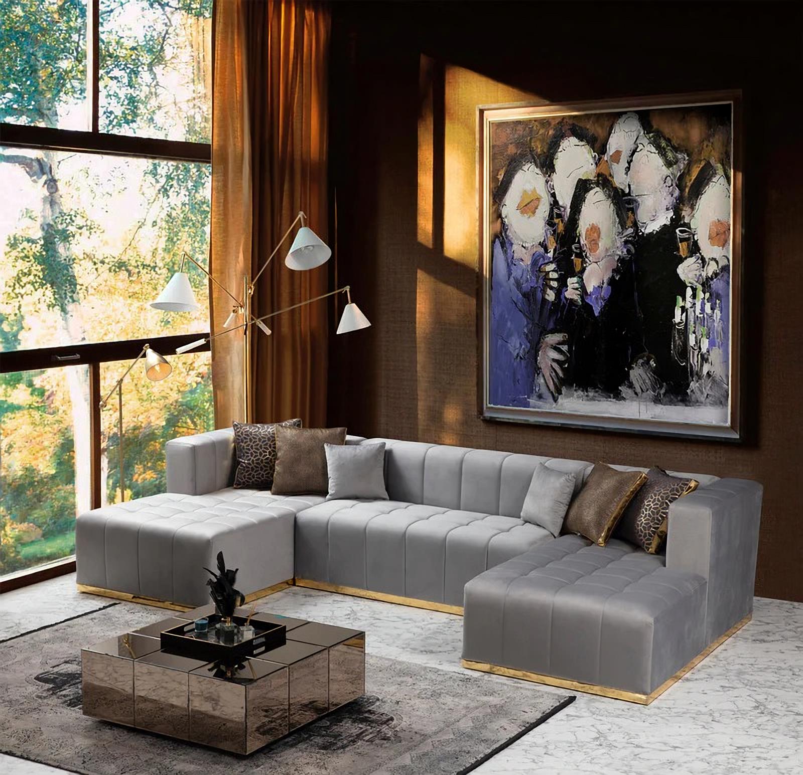 Elisha Velvet Double Chaise Sectional