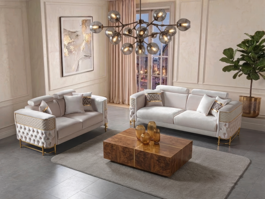 Fabiana Ivory Velvet Sofa & Loveseat