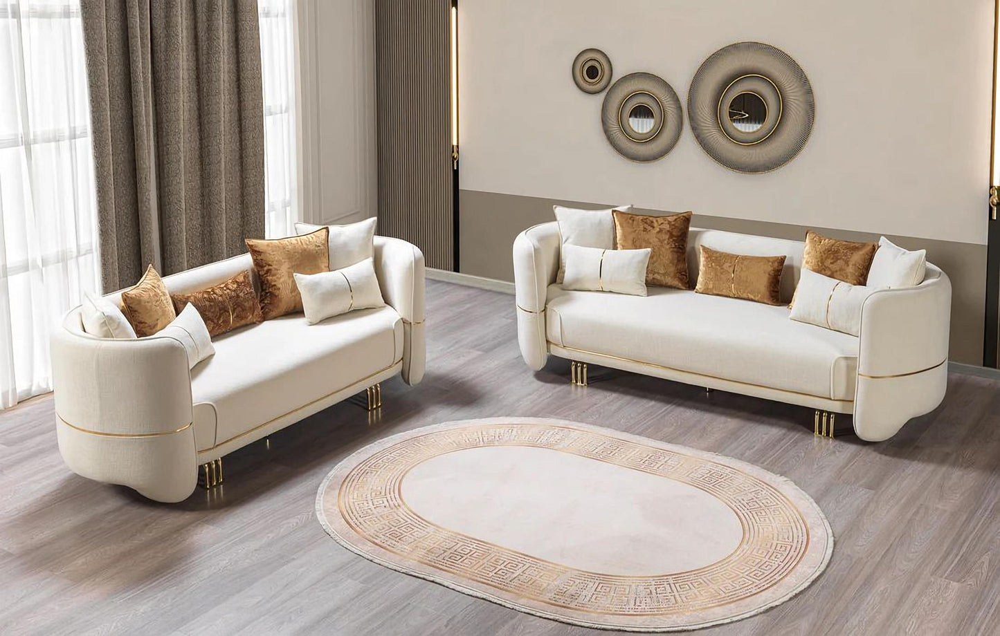 Helena Ivory Velvet Sofa & Loveseat