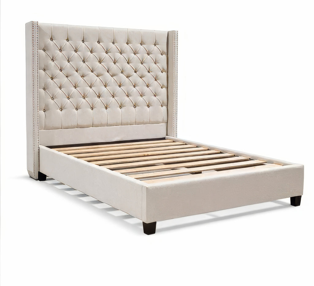 Hugh Biege Upholstered Platform Bed