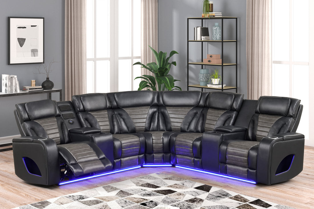 Ibiza Black Reclining Sectional