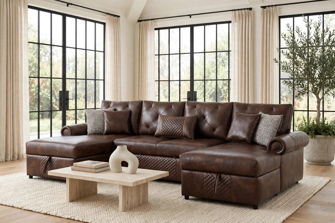 Sonoma Brown Double Storage Chaise Sectional w/ Pull-Out Bed