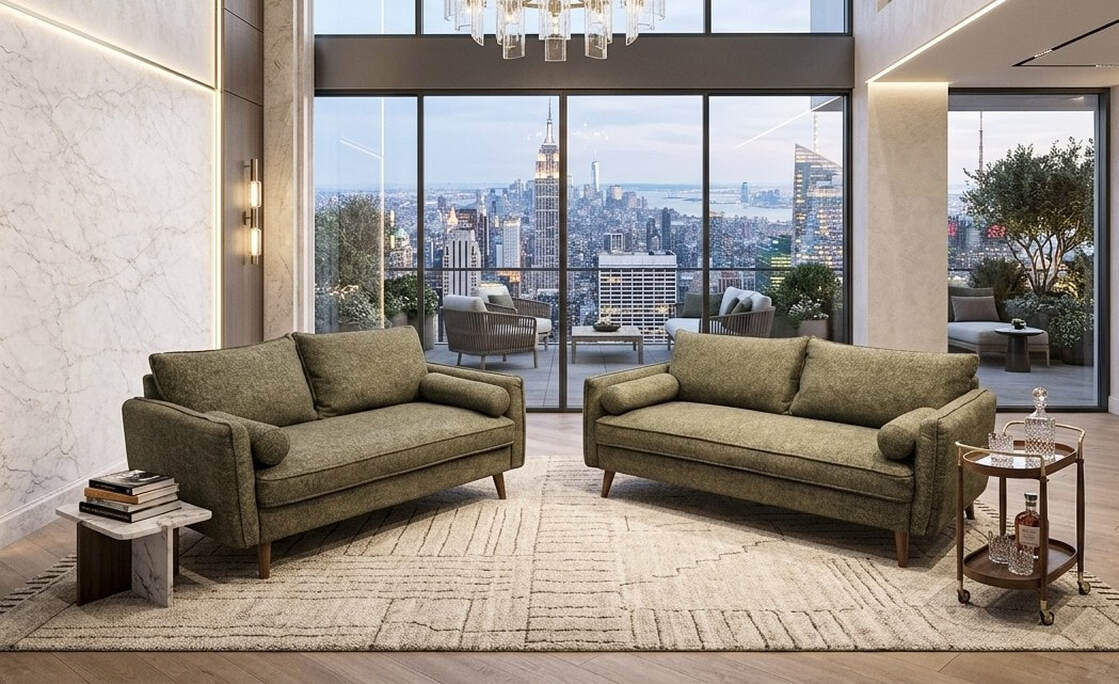 Green sofa & loveseat set