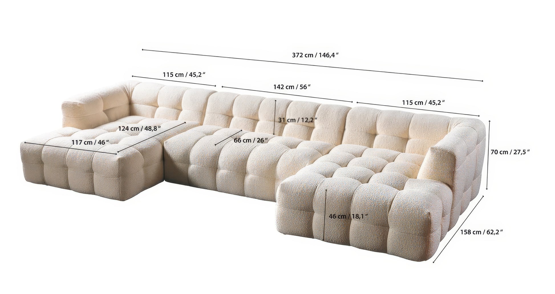 Ivy Sand Boucle Sectional
