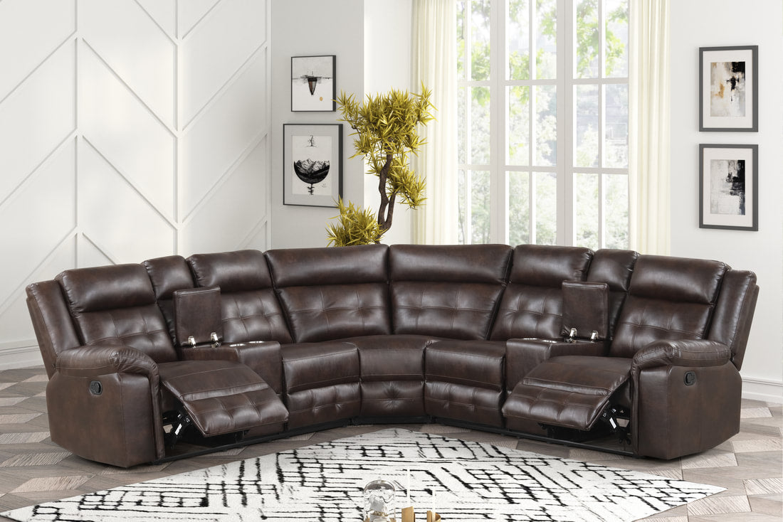Jacob 2 Espresso - Reclining Sectional