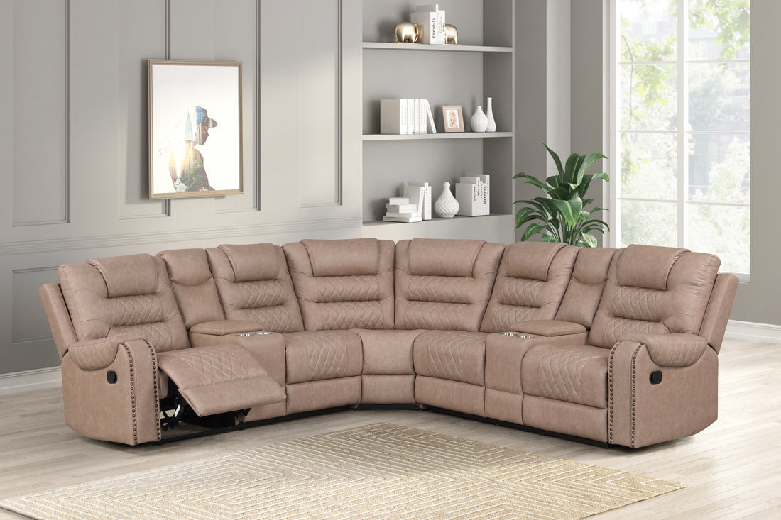 Jordon IV Taupe Reclining Sectional