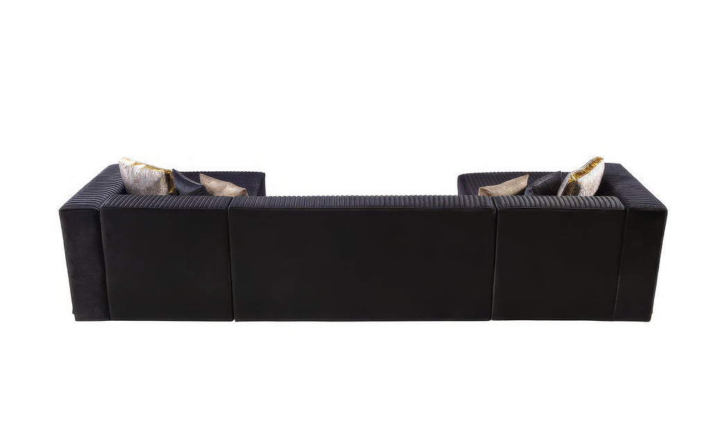 Juliana Black Velvet 4-Piece 140" Sectional