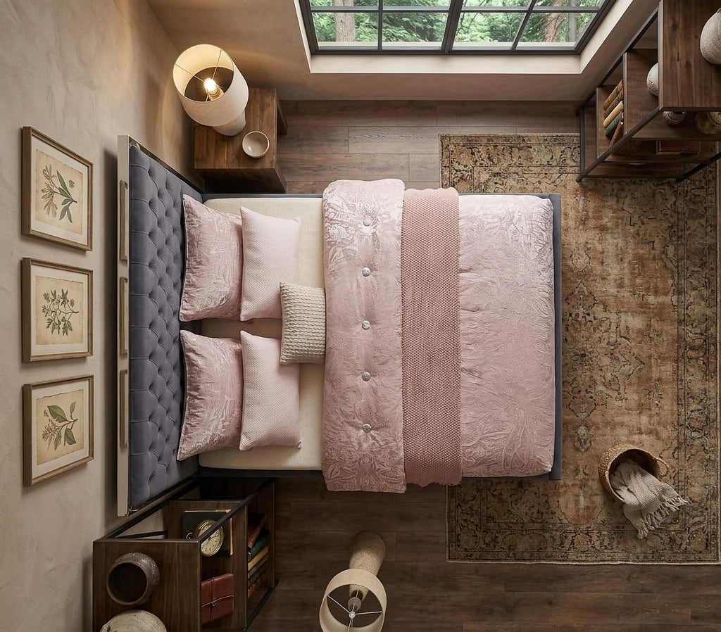 Kate Gray Upholstered Platform Bed