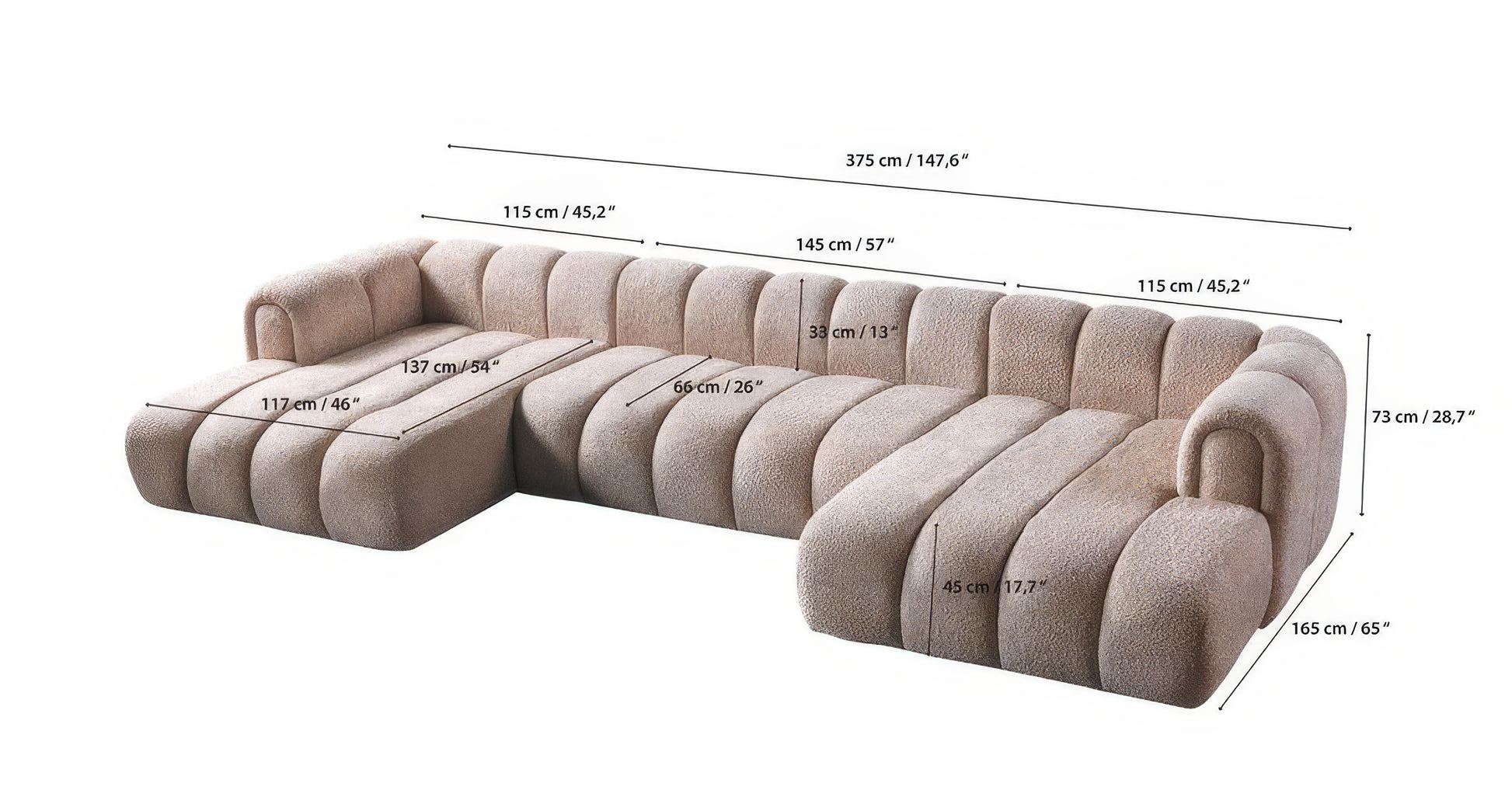 Lisa Boucle Double Chaise Sectional