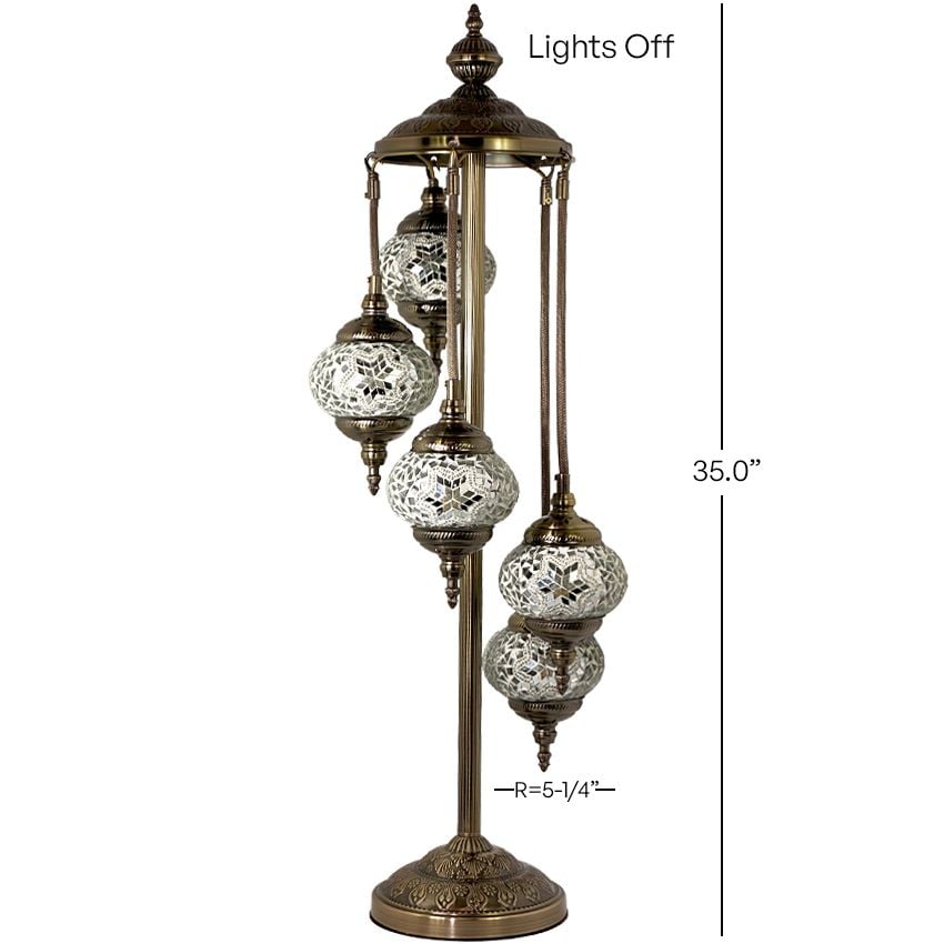 Moon Glow Handmade Turkish Lamps with 5 Globes