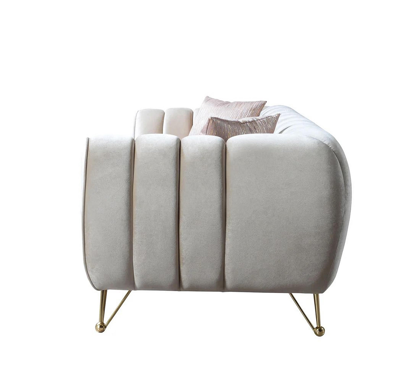 Merida Ivory Velvet Sofa & Loveseat Set