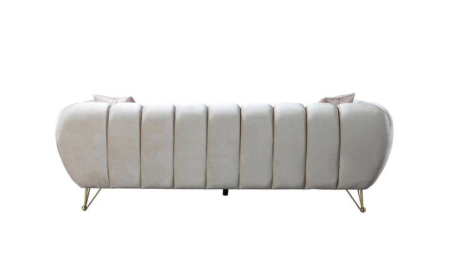 Merida Ivory Velvet Sofa & Loveseat Set