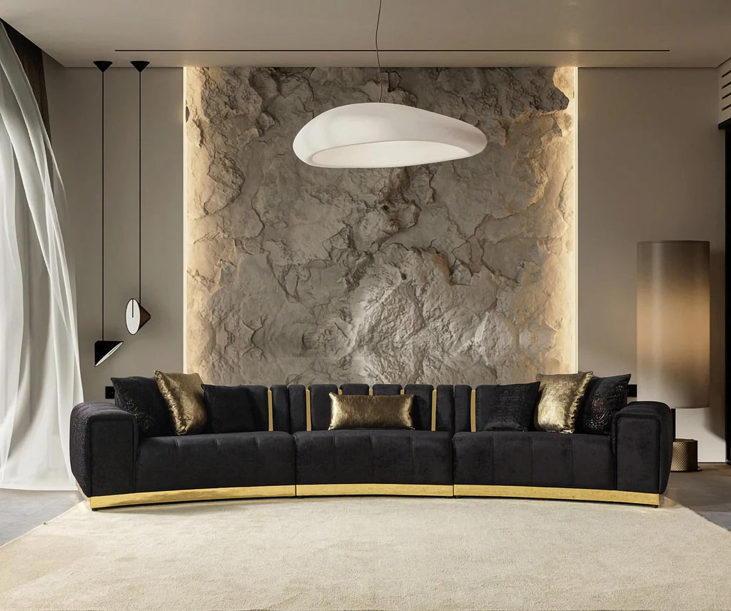 Michelle Velvet 3-Piece Curved 165" Sectional