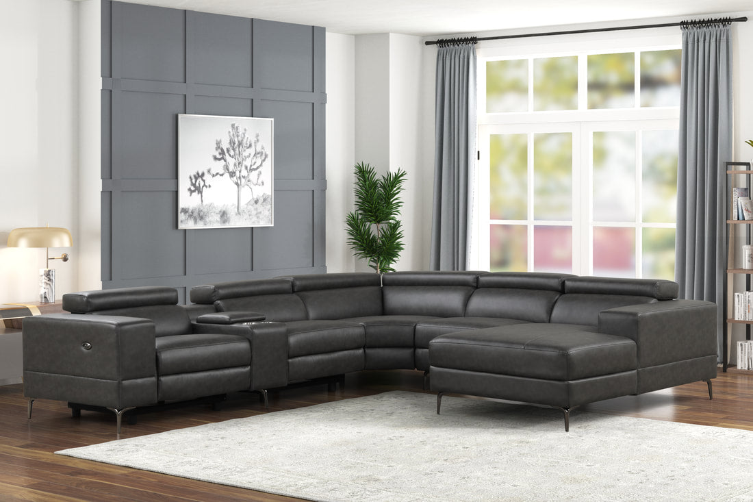 Milano Gray 6PC Power Reclining Sectional