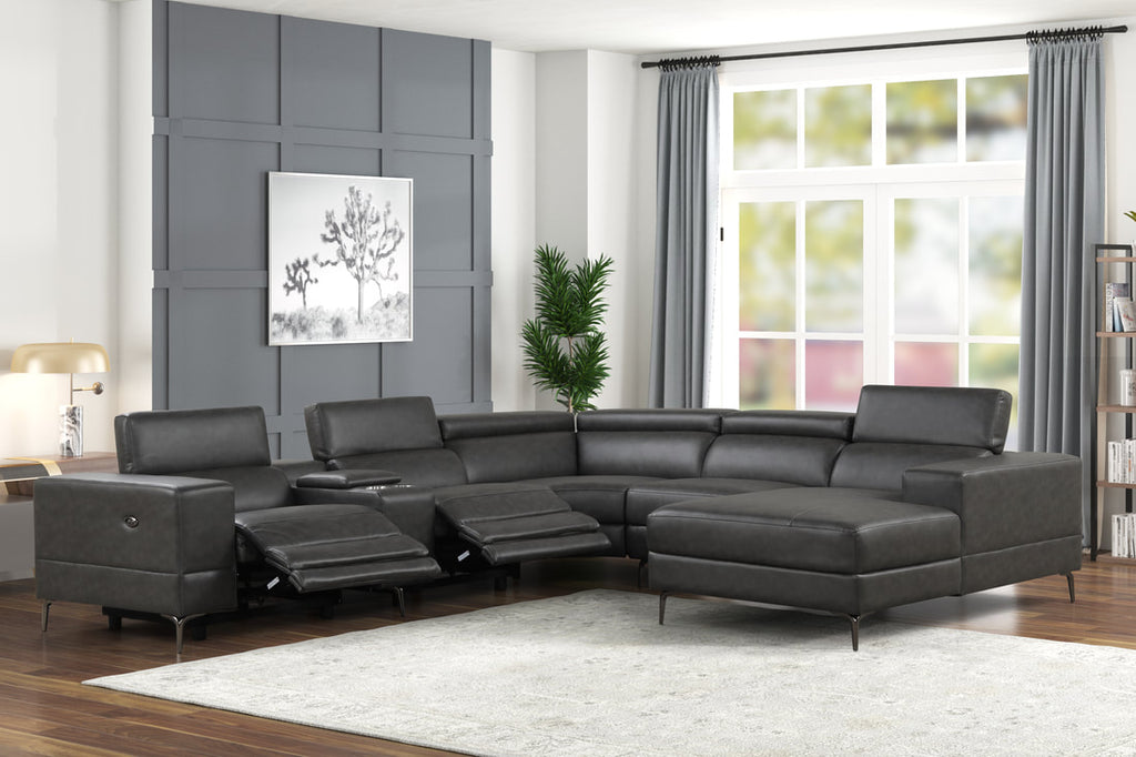 Milano Gray 6PC Power Reclining Sectional