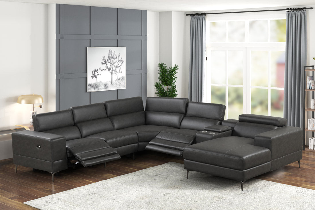 Milano Gray 6PC Power Reclining Sectional
