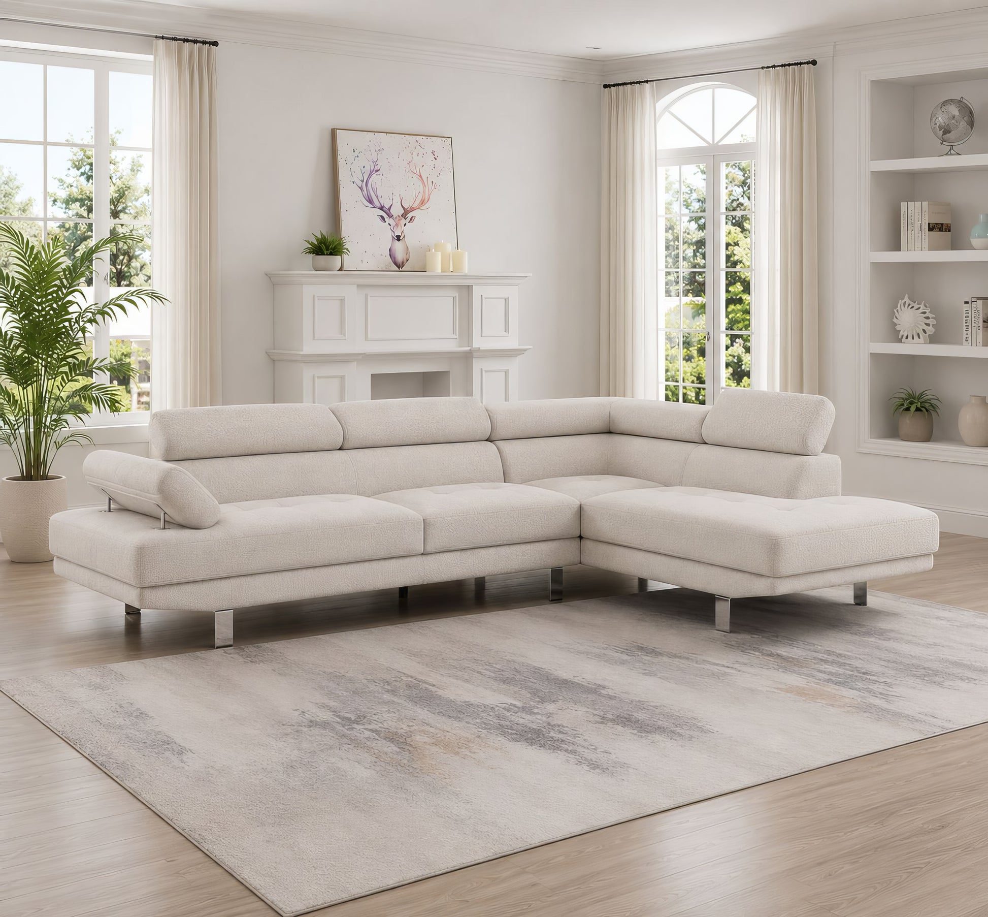 Milton Beige Linen Sectional