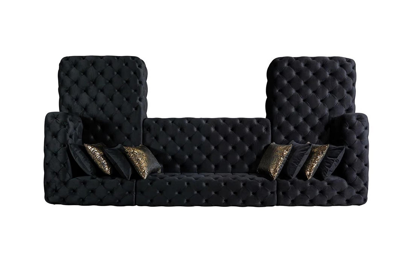 Neva Black Velvet Sectional