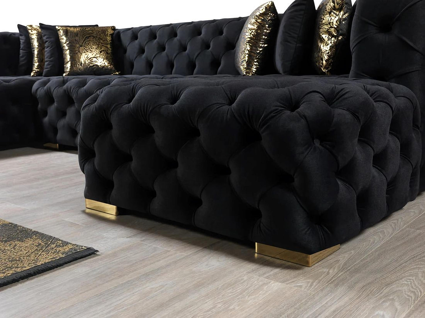 Neva Black Velvet Sectional