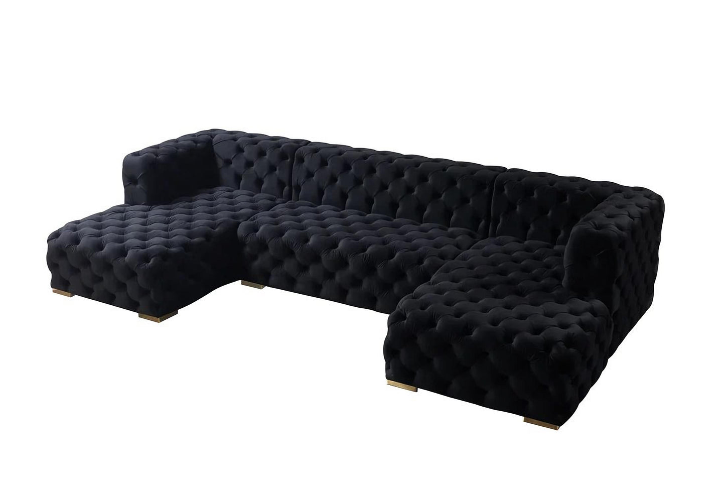 Neva Black Velvet Sectional