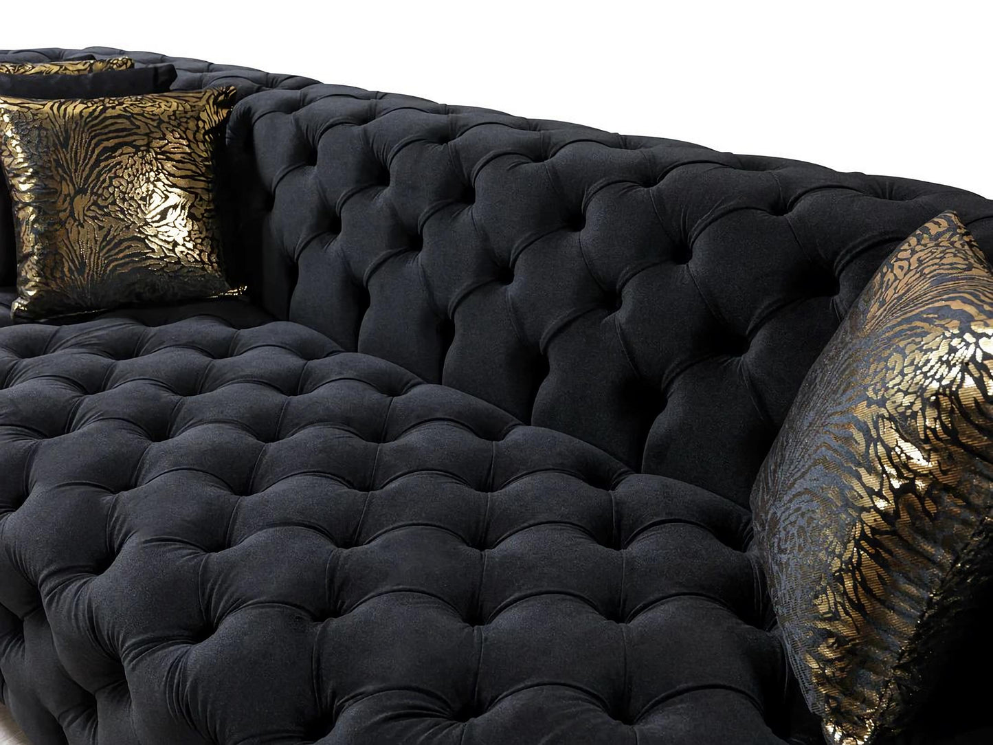 Neva Black Velvet Sectional