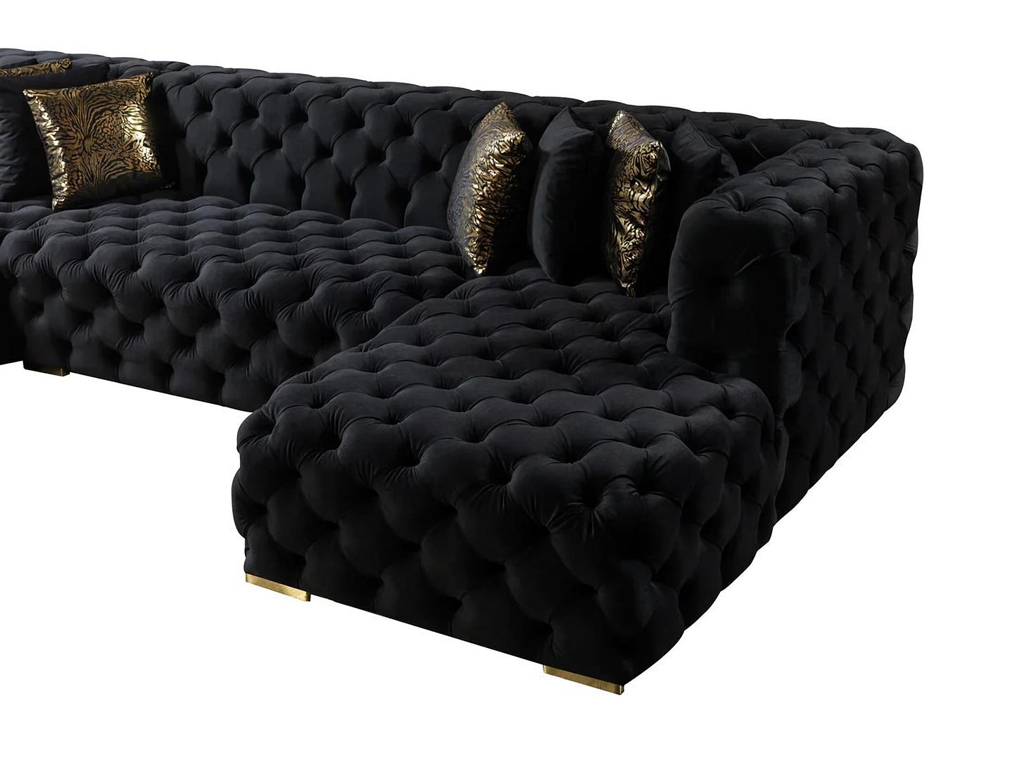 Neva Black Velvet Sectional