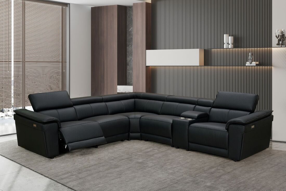 New York Leather Power Reclining Sectional