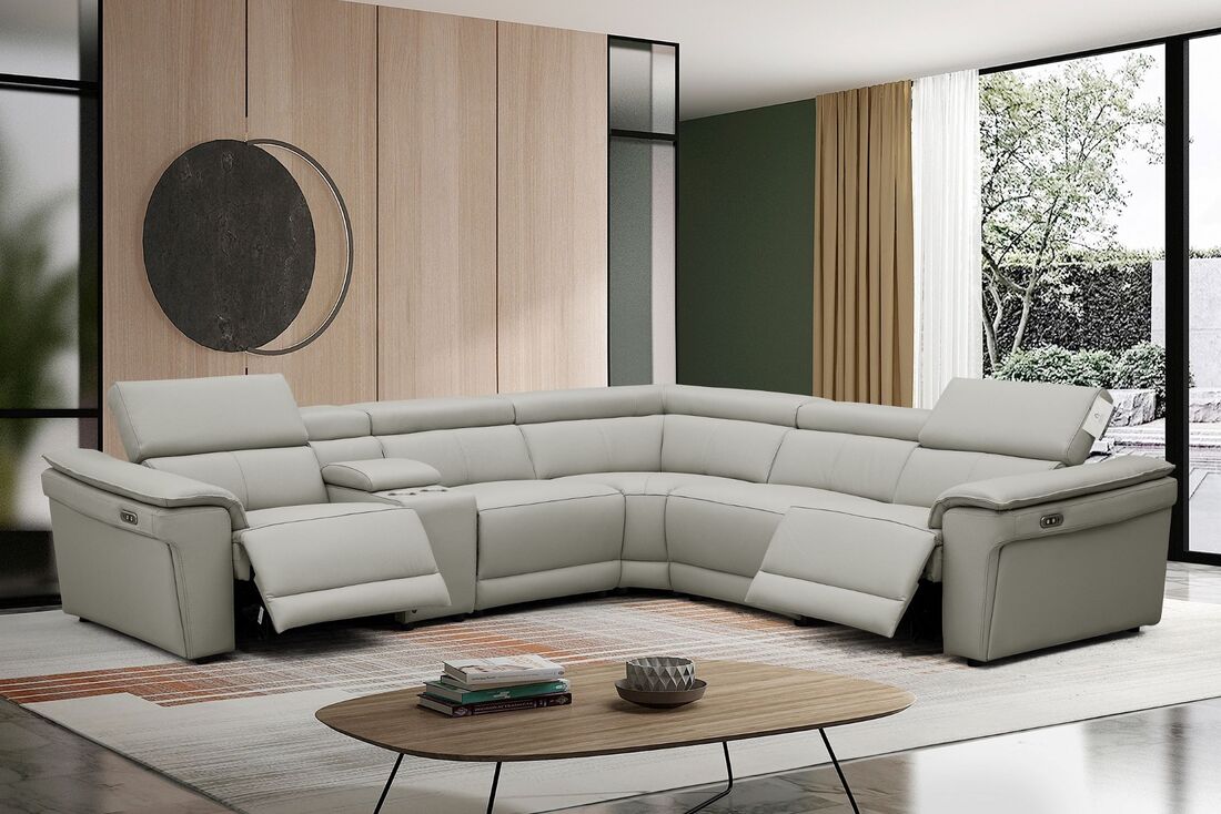 New York Leather Power Reclining Sectional