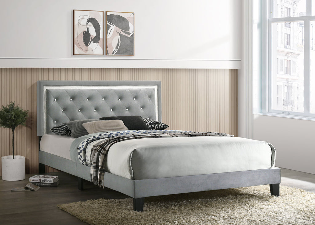 Passion Velvet Platform Bed - King